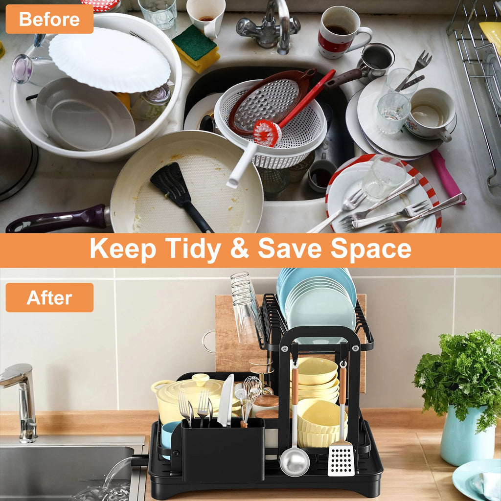 2-Tier Dish Drying Rack — Keep Your Counter Clean & Organized